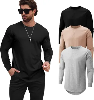 Mens T Shirts Casual Hipster Hip Hop Longline Crewneck Tee Shirts