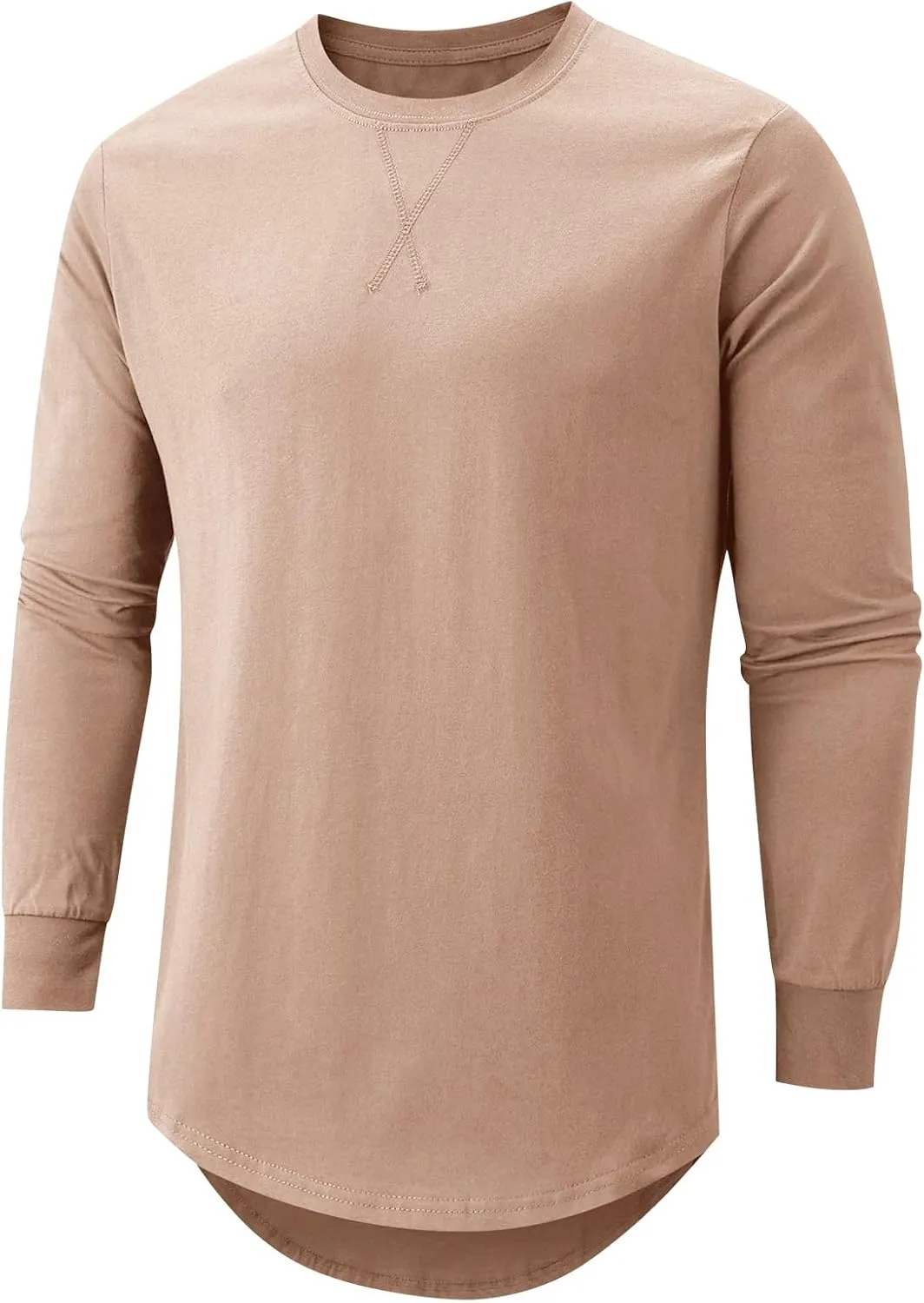 Mens T Shirts Casual Hipster Hip Hop Longline Crewneck Tee Shirts