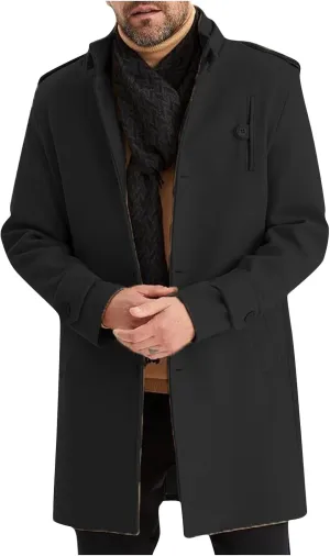 Men's Trench Coat Winter Wool Blend Long Jacket Overcoat Vintage Single Breasted Peacoat Casual Winter Windbreaker