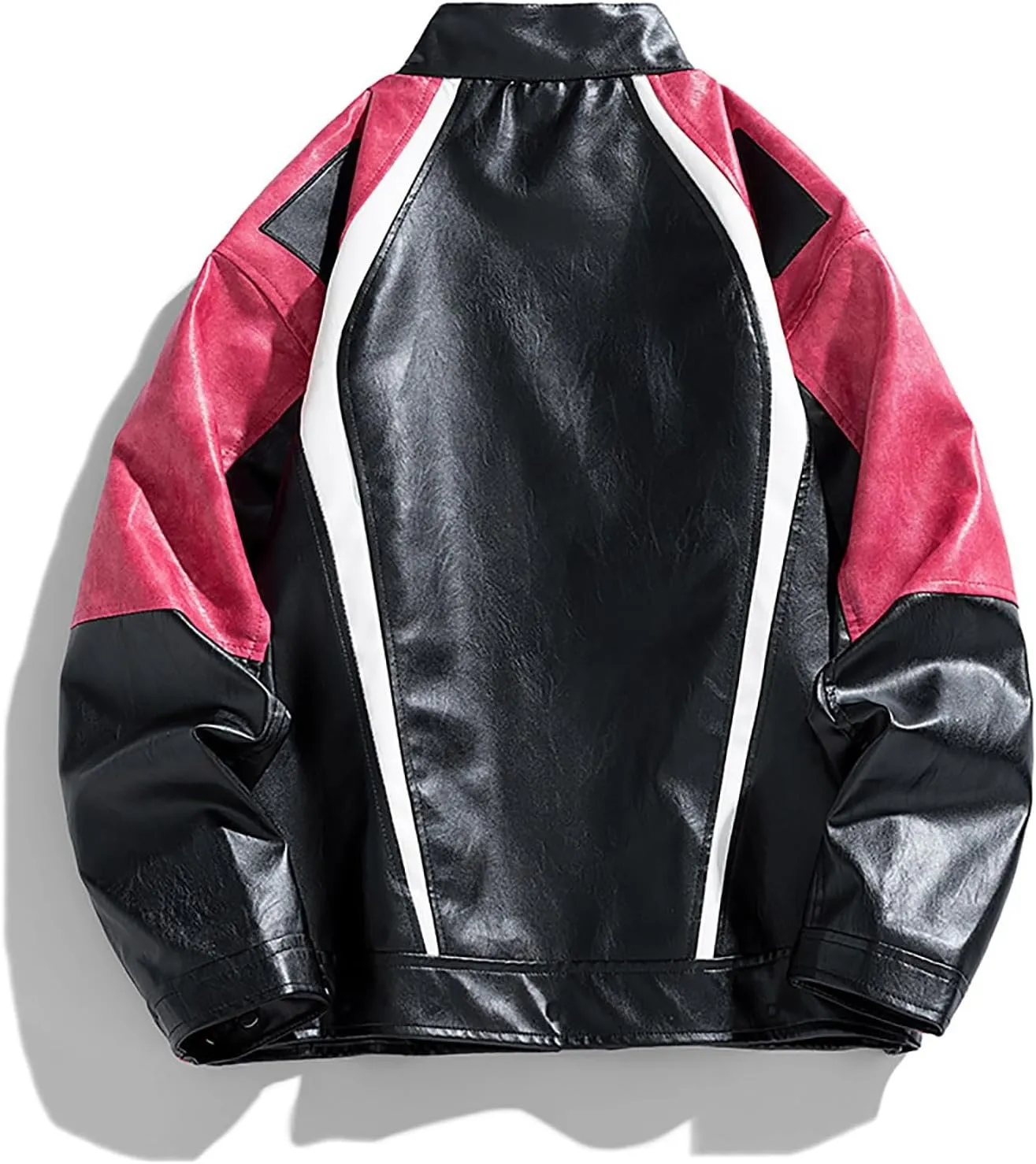 Men's Varsity Jacket Motorcycle Leather Jacket Fashion Color Block Baseball Leather Jacket Streetwear Bomber Coats