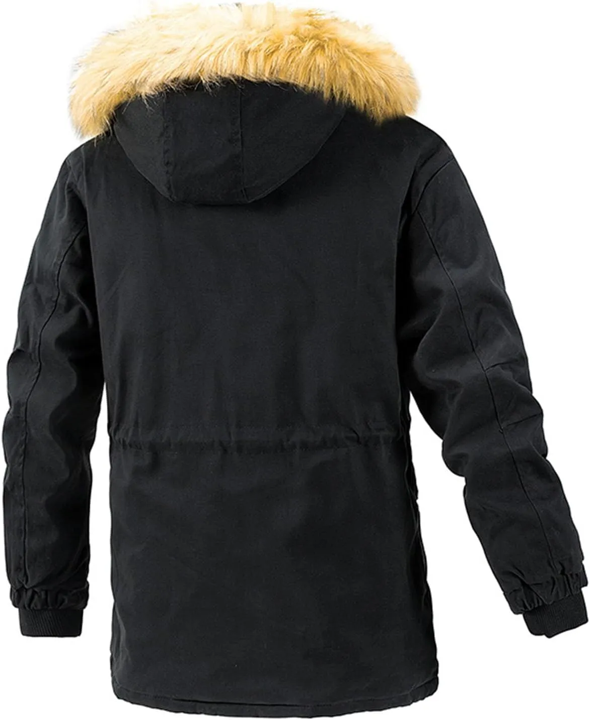 Men's Winter Puffer Hooded Coats Thicken Warmth Fleece Lined Tactical Work Cotton Jackets Zip Vintage Padded Coat
