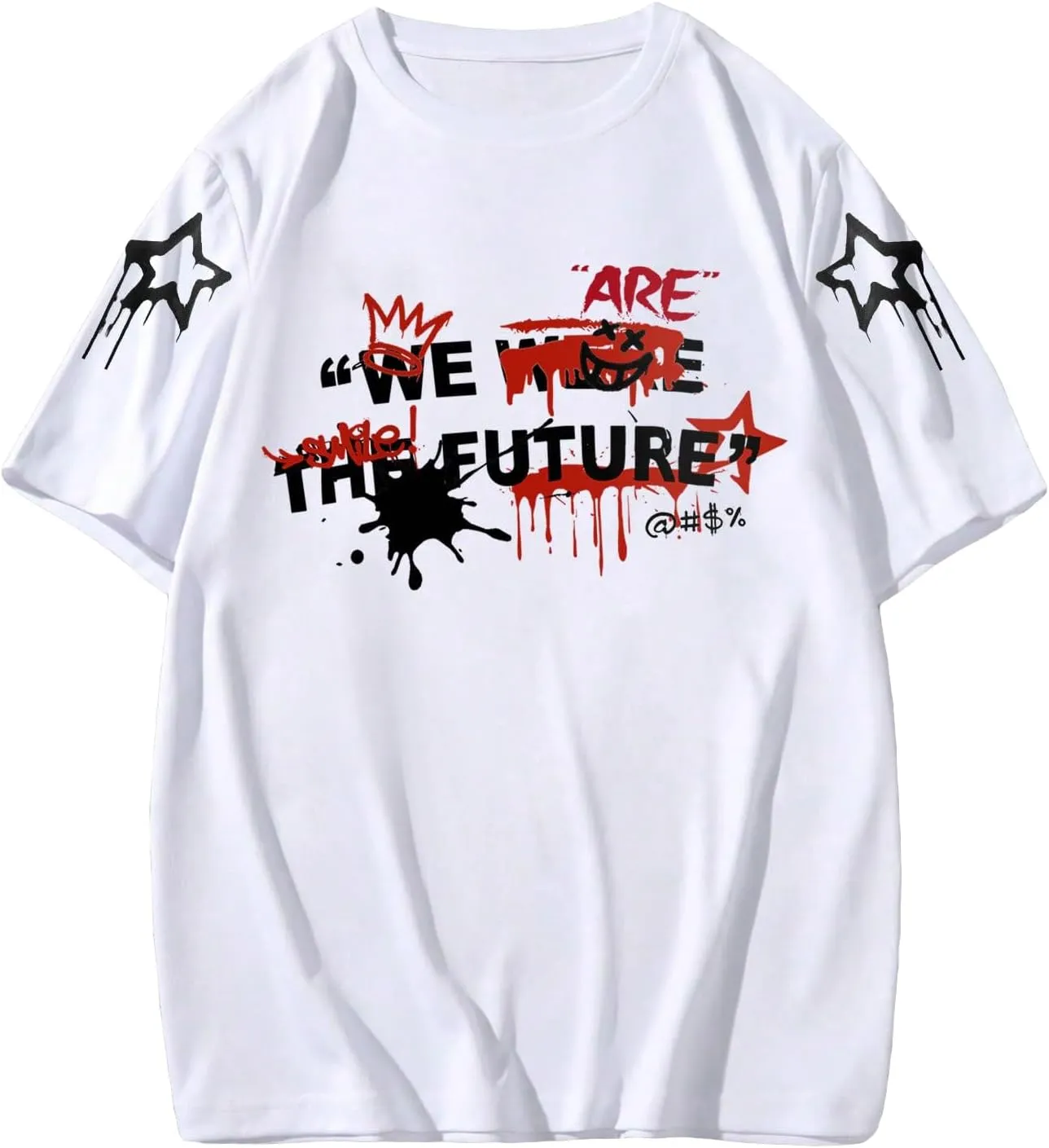 Milumia Men's Letter Print Graphic Tee Drop Shoulder Oversized Tshirt Casual Summer Top