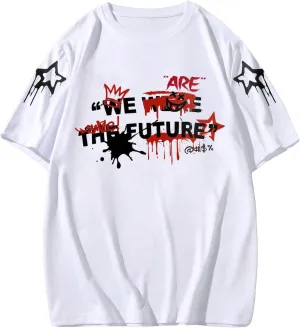 Milumia Men's Letter Print Graphic Tee Drop Shoulder Oversized Tshirt Casual Summer Top