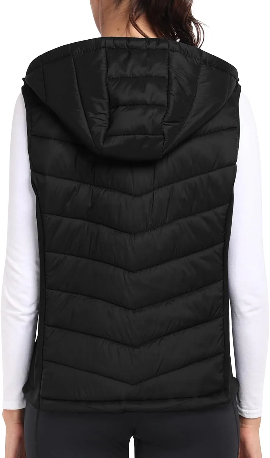 MoFiz Womens Puffer Softshell Vest Hooded Lightweight Insulated Hybrid Down Jacket Full Zip Running Vest