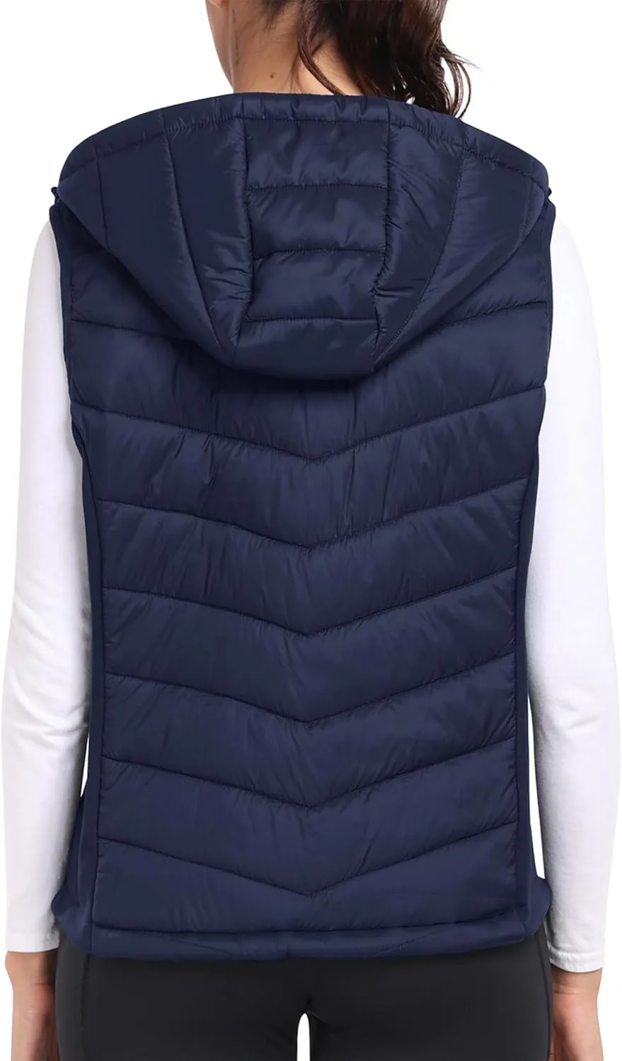 MoFiz Womens Puffer Softshell Vest Hooded Lightweight Insulated Hybrid Down Jacket Full Zip Running Vest