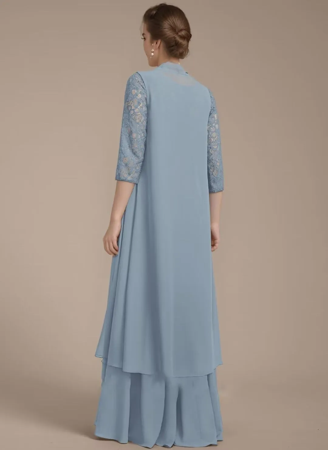 Mother of The Bride Dresses Long Evening Formal Gowns Chiffon 2 Pieces Wedding Party Dress with Jacket