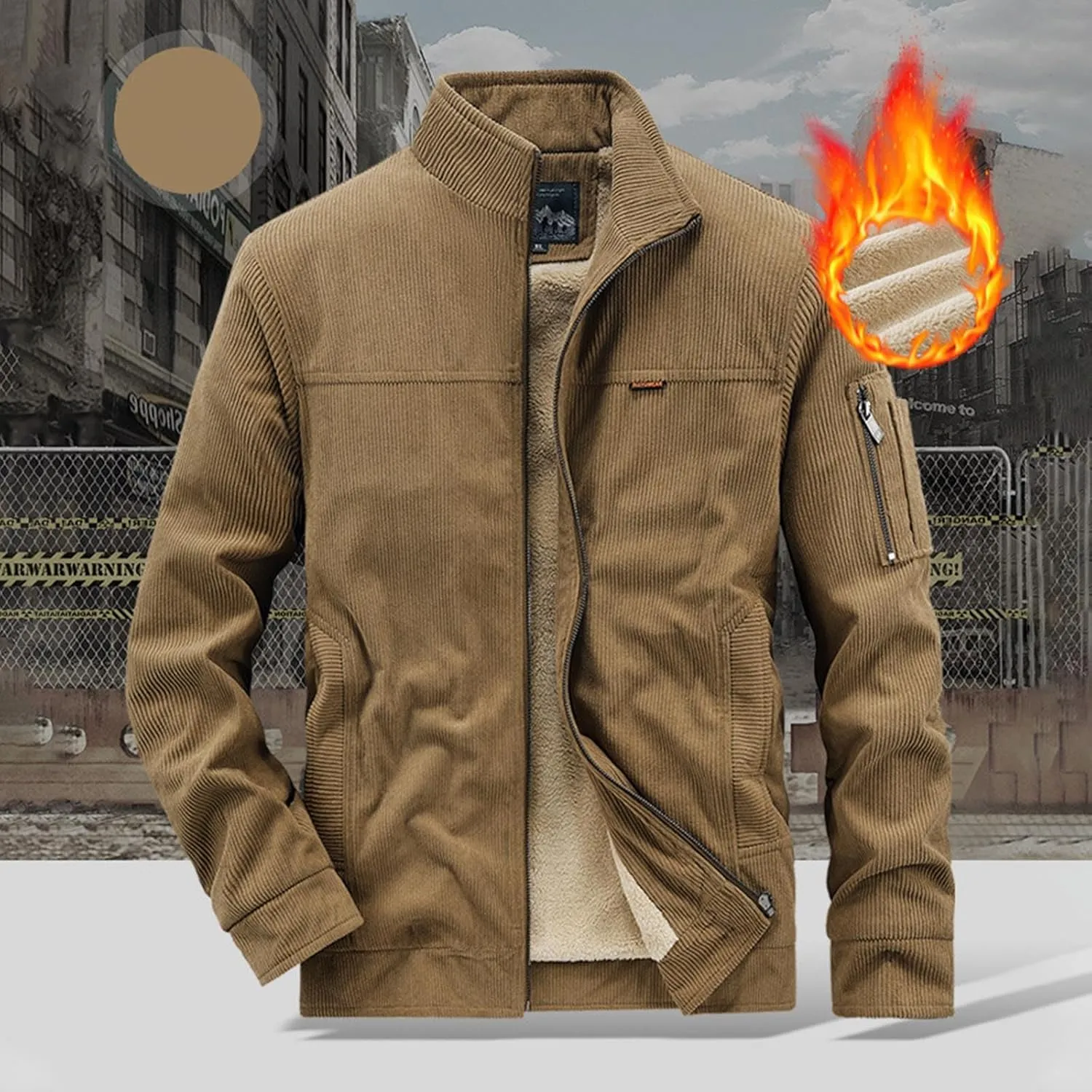 Muscularfit Men's Padded Puffer Jackets 2024 Solid Color With Zip Pockets Fashion Coats Winter Warm Windproof Zipper Jacket