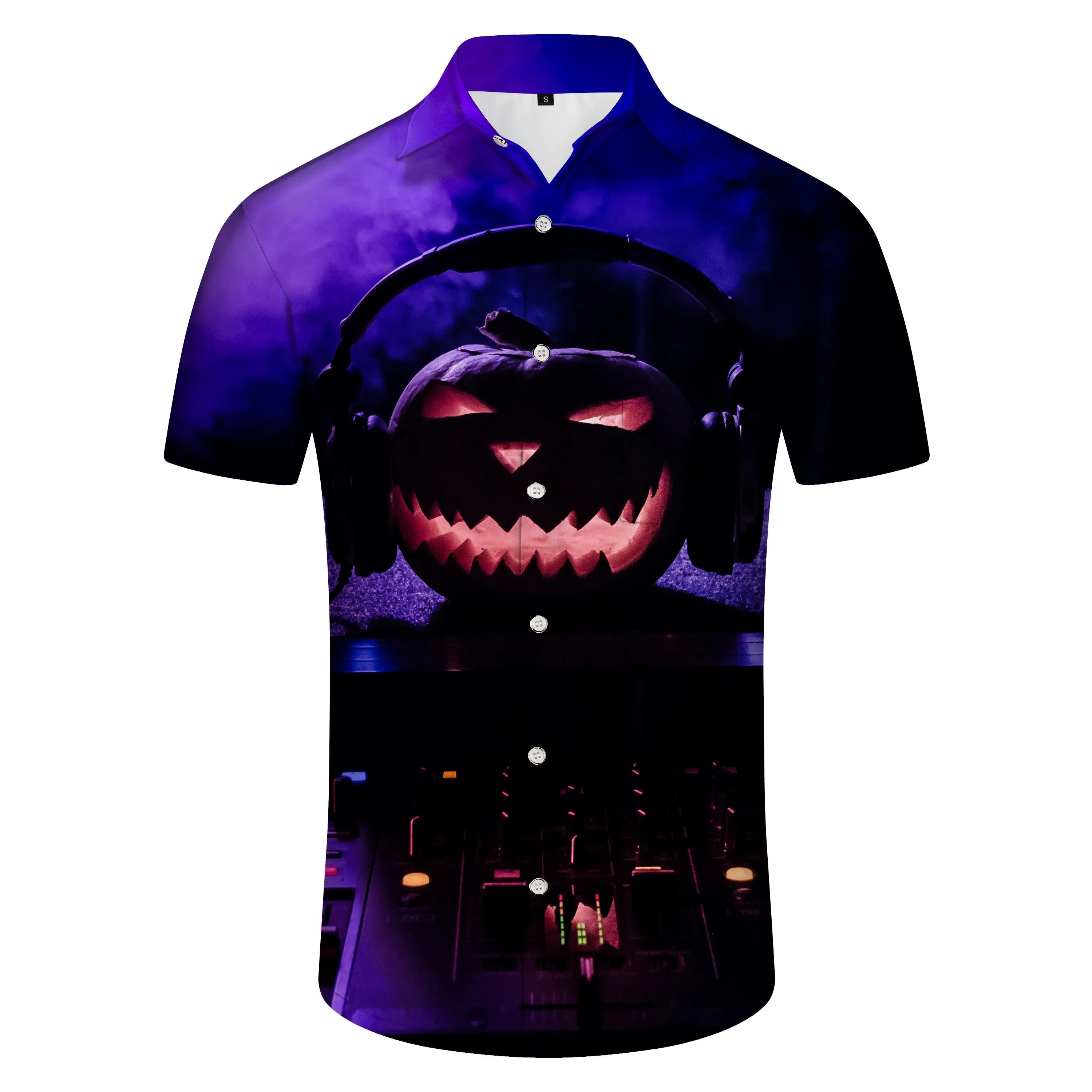 Music Pumpkin Head Halloween Shirt Men's Shirt Fun Shirt Print Harajuku Shirt Anime Party Shirt Short Sleeve Hip Hop