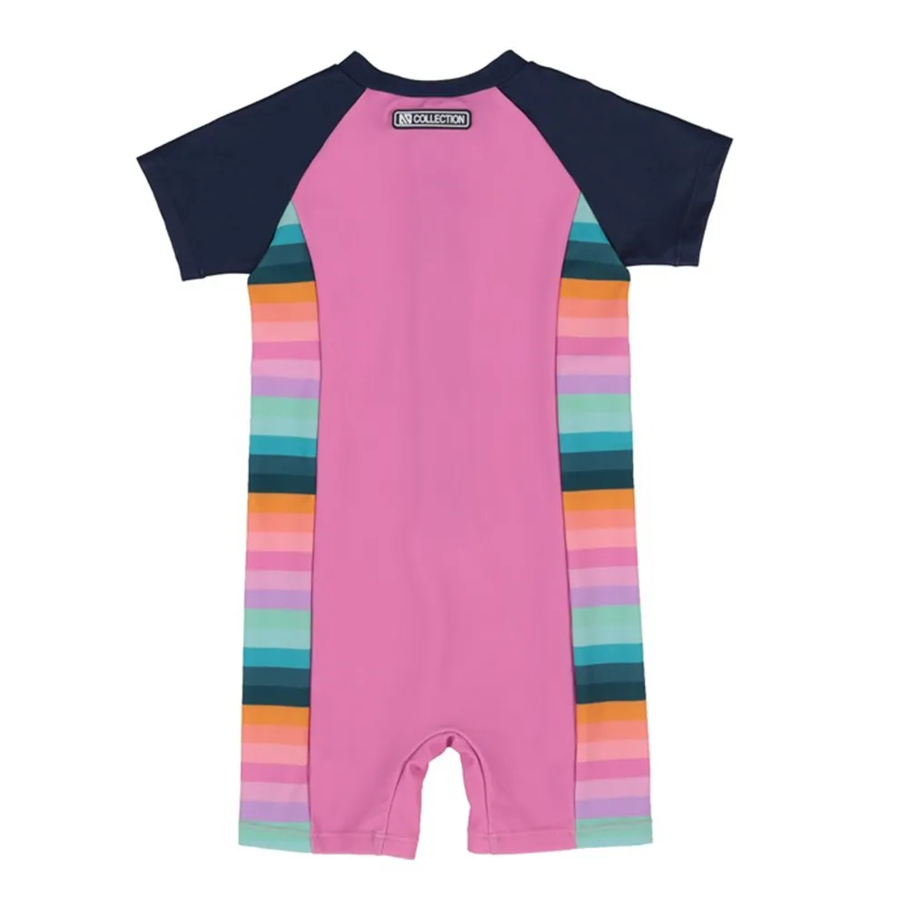 Nano One-Piece Rashguard Girls Short-Sleeve Swimsuit - Little Rose (18-24 Months)