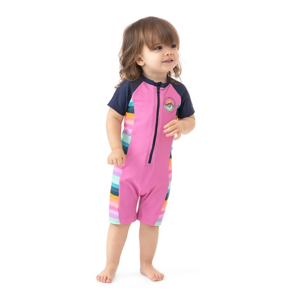 Nano One-Piece Rashguard Girls Short-Sleeve Swimsuit - Little Rose (18-24 Months)