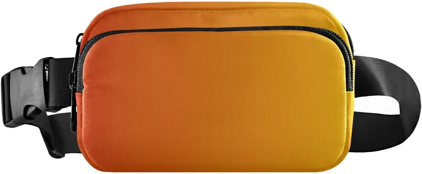 Orange Gradient Fanny Pack for Women Men Belt Bag Crossbody Waist Pouch Waterproof Everywhere Purse Fashion Sling Bag for Running Hiking Walking Travel