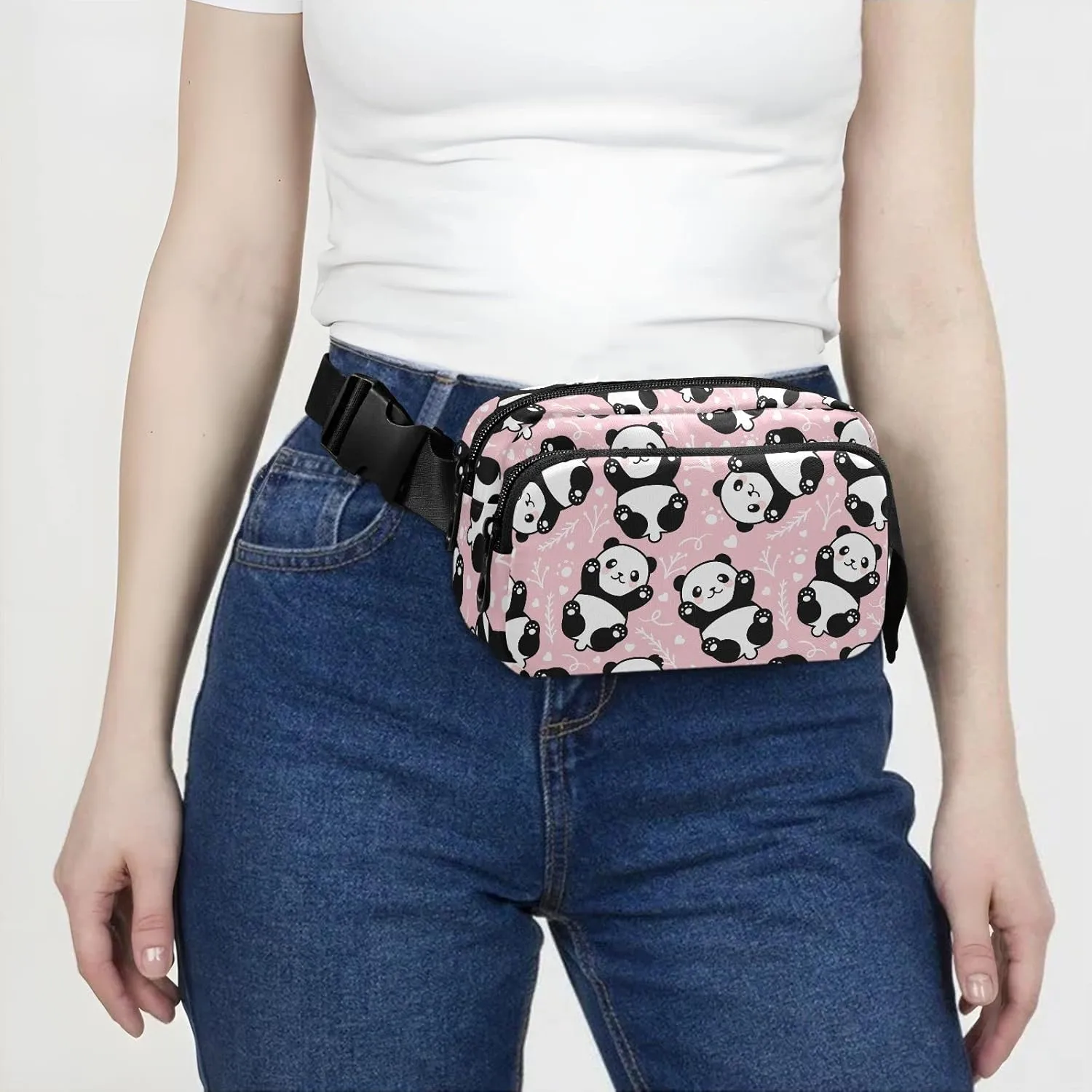Panda Fanny Pink Pack for Women Men Belt Bag Crossbody Waist Pouch Waterproof Everywhere Purse Fashion Sling Bag for Running Hiking Workout Walking Travel