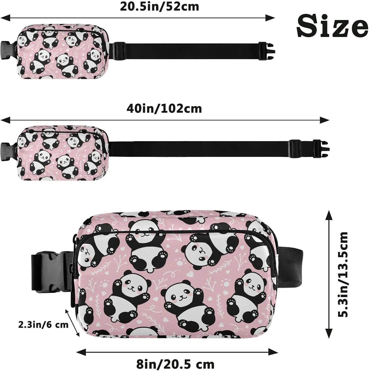 Panda Fanny Pink Pack for Women Men Belt Bag Crossbody Waist Pouch Waterproof Everywhere Purse Fashion Sling Bag for Running Hiking Workout Walking Travel