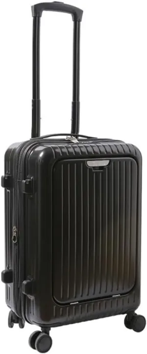 PANKERS Travel Suitcase Fashionable Zipper Suitcase for Men, 20-inch High-end Multi-Function Double-Row Spinner Suitcase for Women Trolley Case, Black