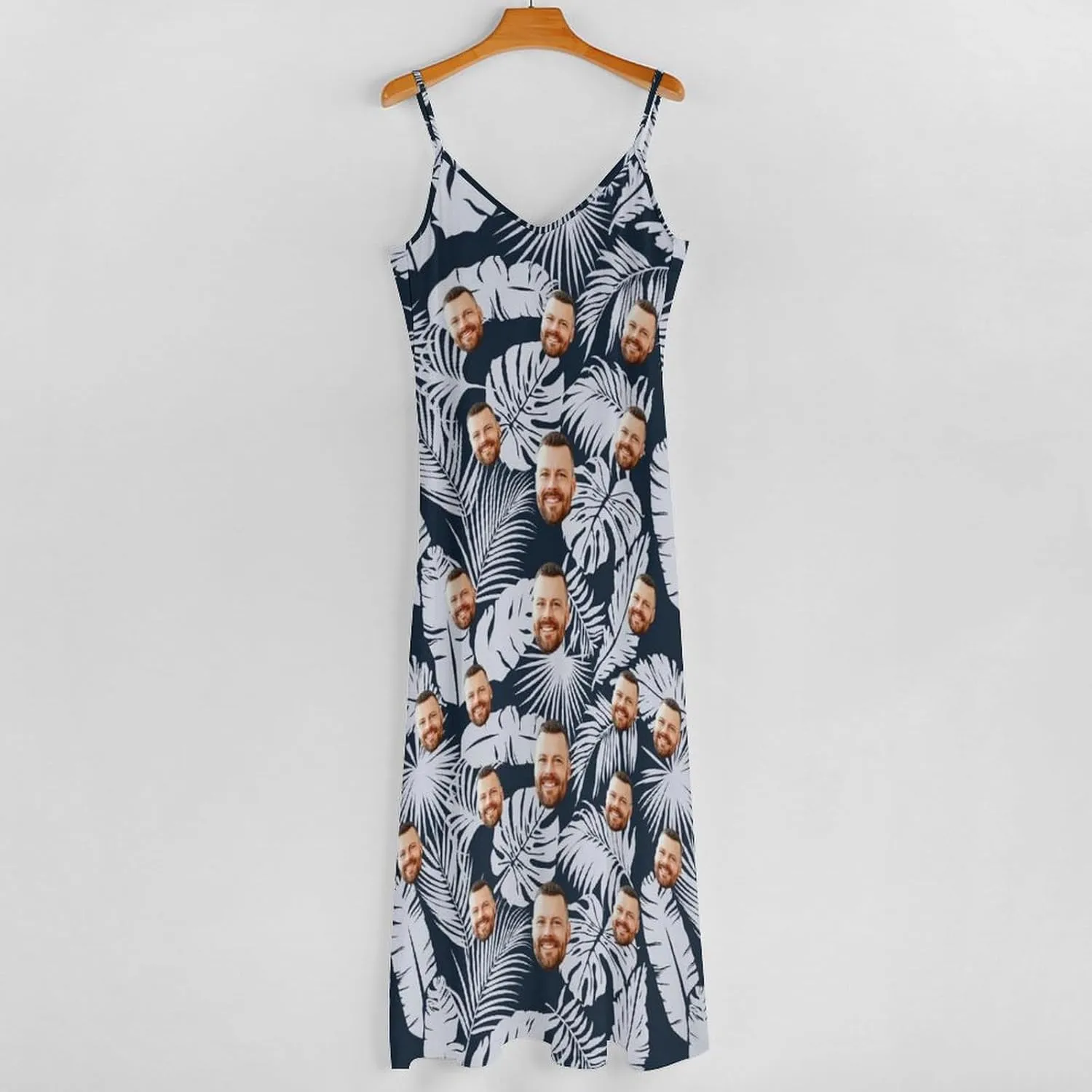 Personalized Women Summer Dresses Custom Faces Funny Sundress Hawaiian Dress Casual Beach Swing Dress with Pockets