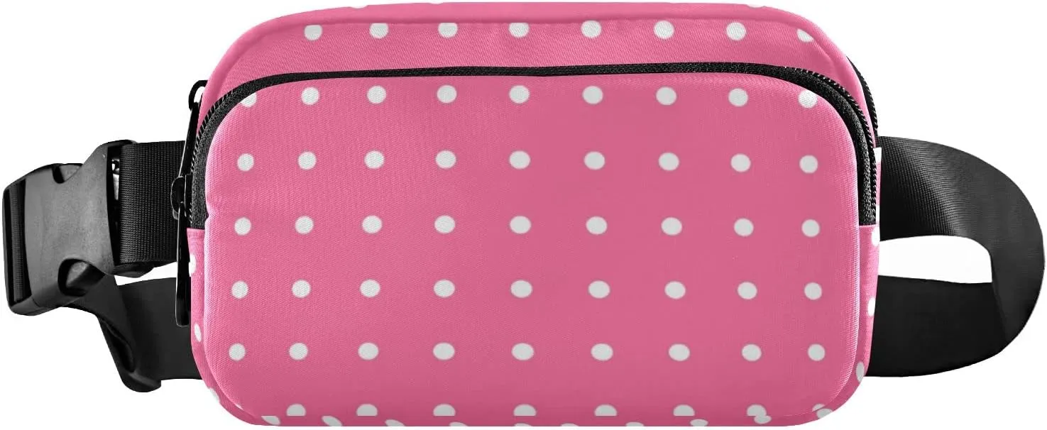 Pink Dots Fanny Pack for Women Men Belt Bag Crossbody Waist Pouch Waterproof Everywhere Purse Fashion Sling Bag for Running Hiking Workout Travel
