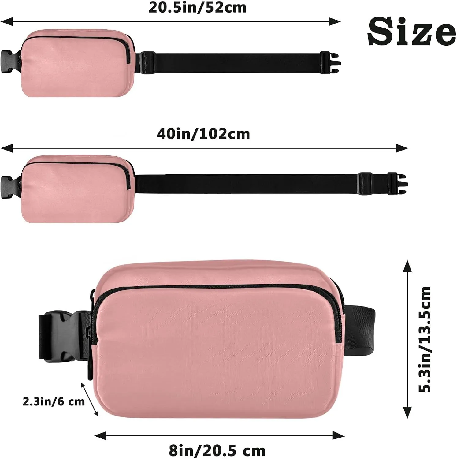 Pink Fanny Pack for Women Men Belt Bag Crossbody Waist Pouch Waterproof Everywhere Purse Fashion Sling Bag for Running Hiking Workout Walking