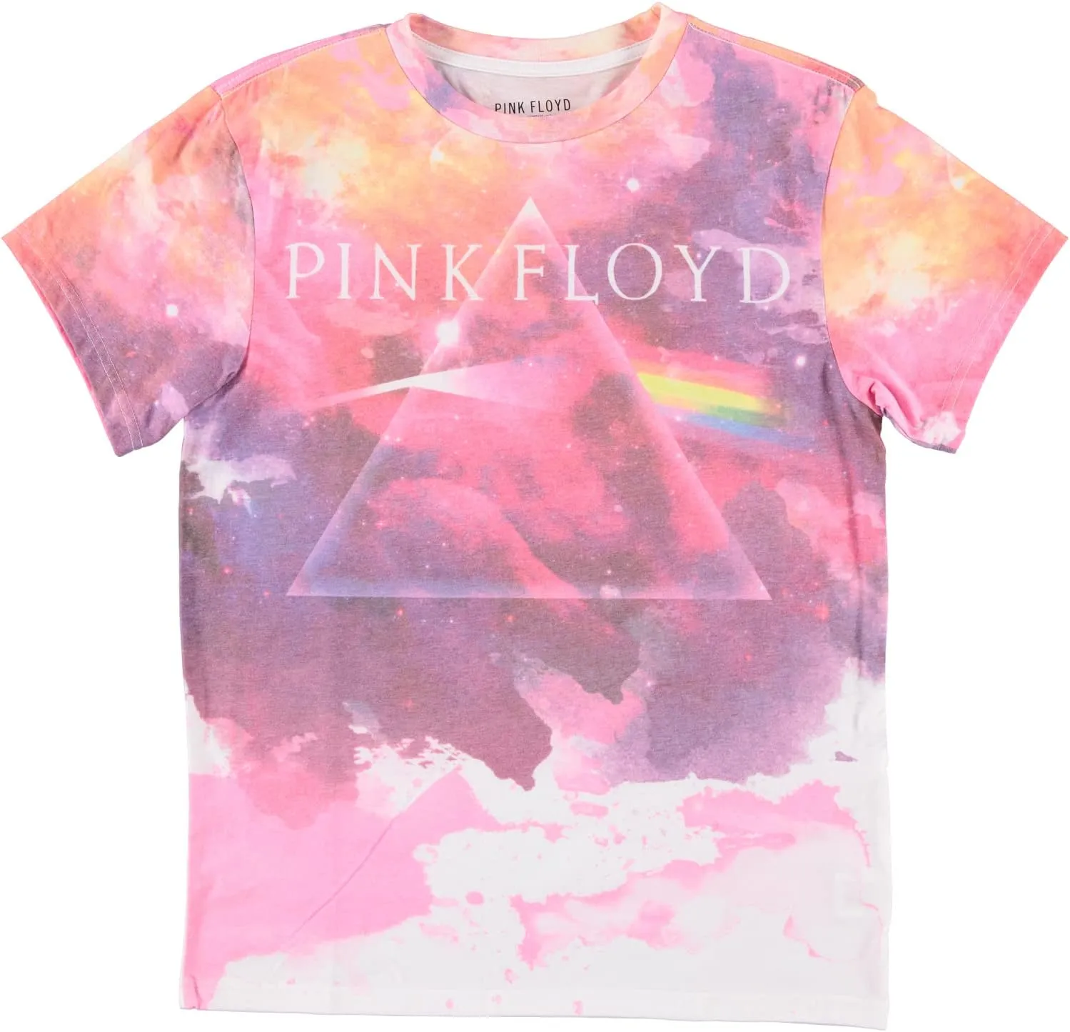 Pink Floyd Mens Rock Shirt Dark Side of The Moon - Classic Vintage Tour Tee (Natural