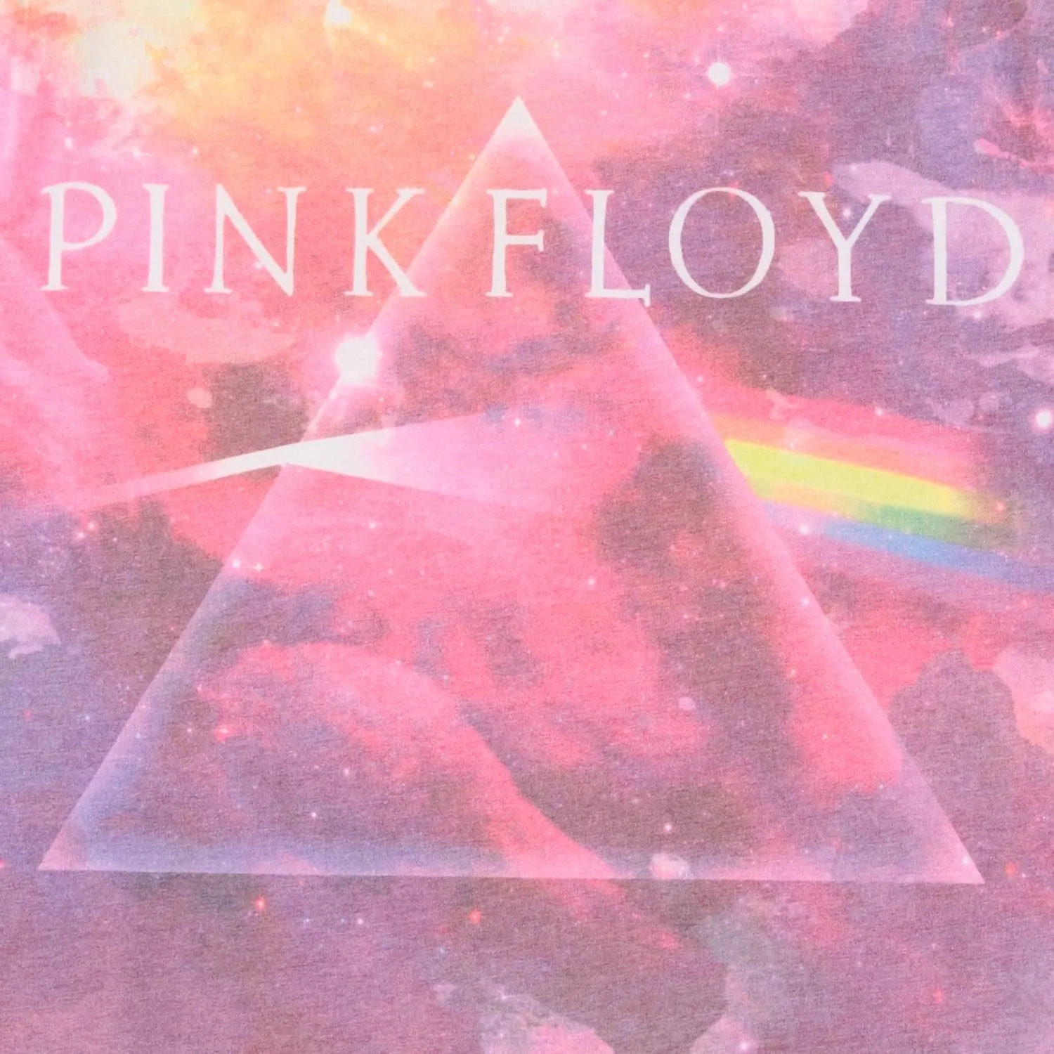 Pink Floyd Mens Rock Shirt Dark Side of The Moon - Classic Vintage Tour Tee (Natural