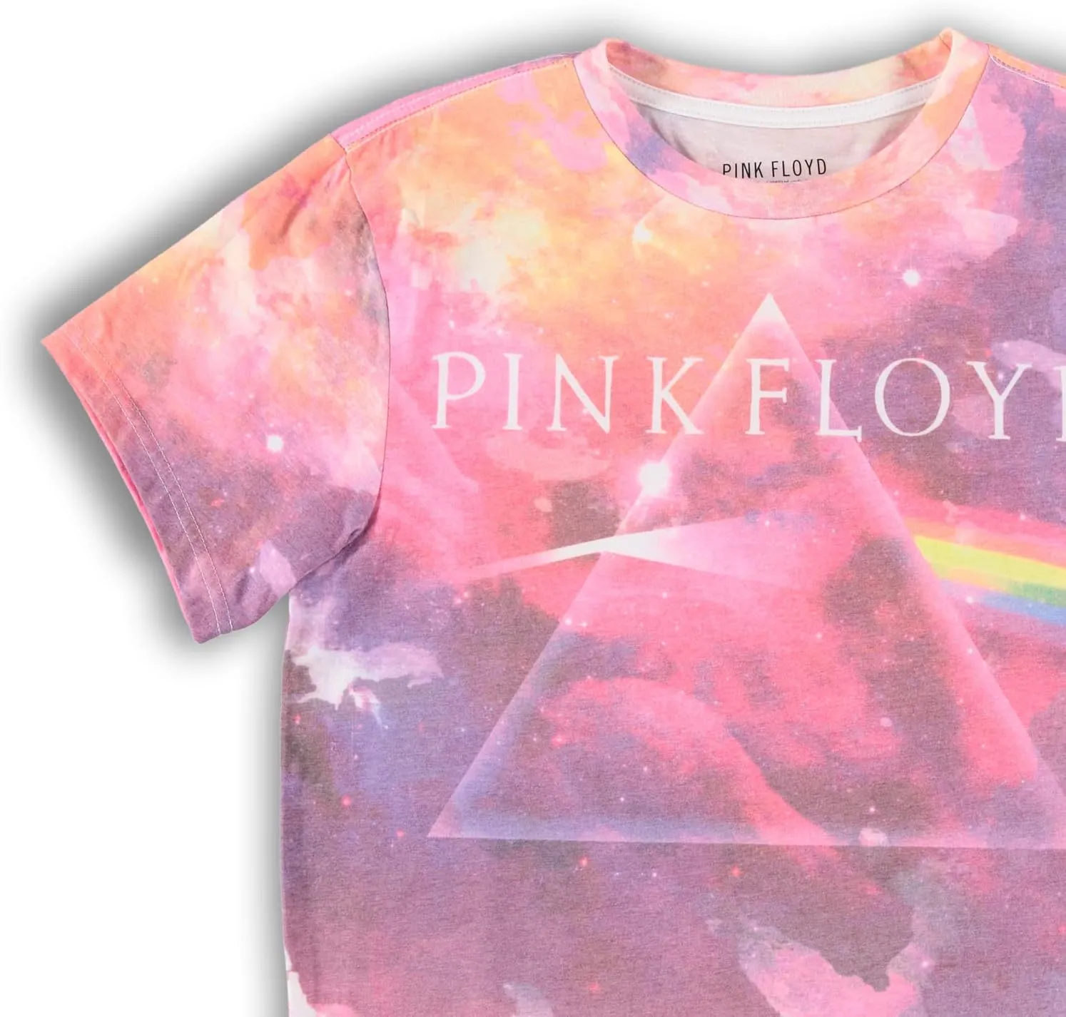 Pink Floyd Mens Rock Shirt Dark Side of The Moon - Classic Vintage Tour Tee (Natural