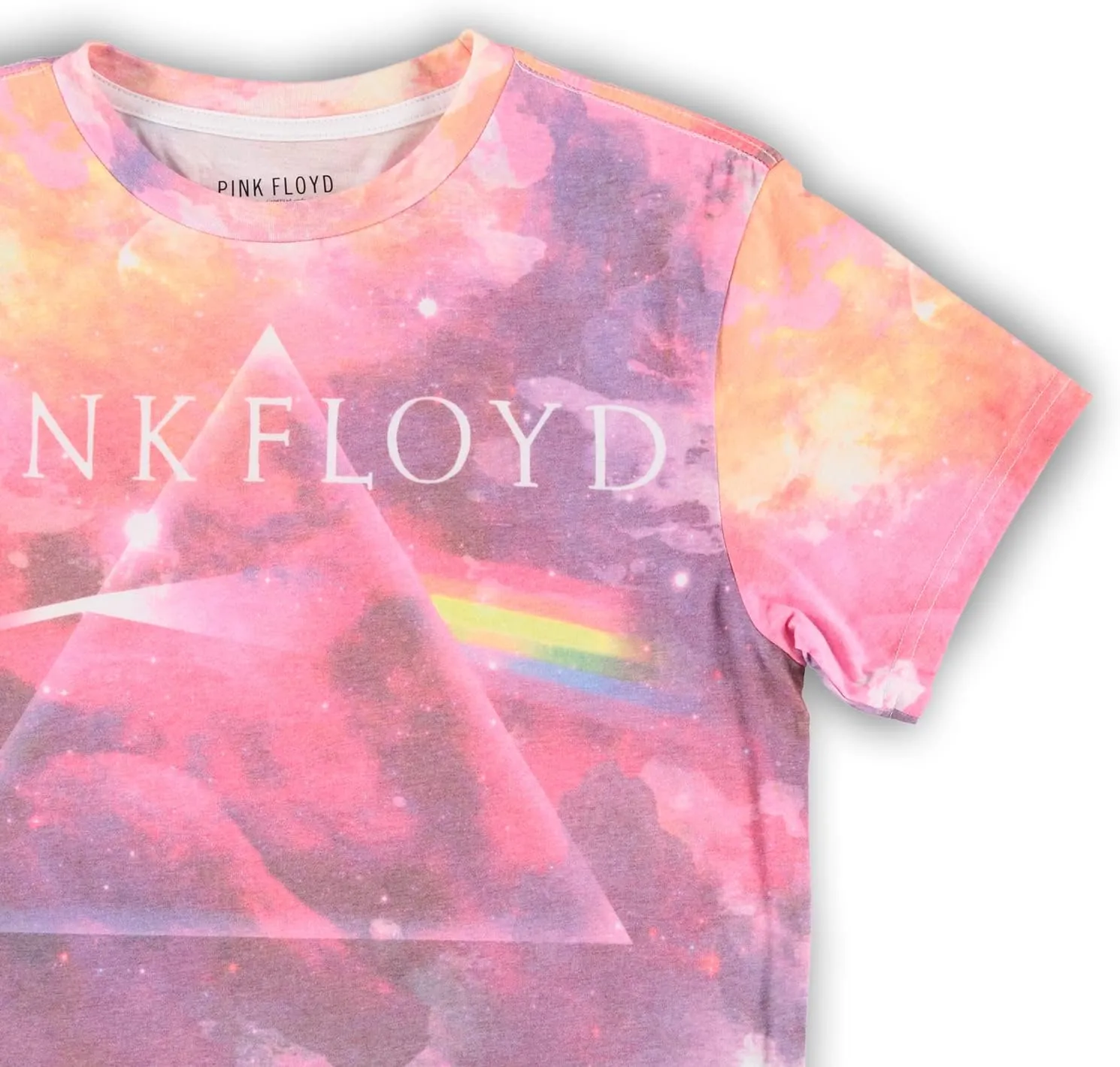 Pink Floyd Mens Rock Shirt Dark Side of The Moon - Classic Vintage Tour Tee (Natural
