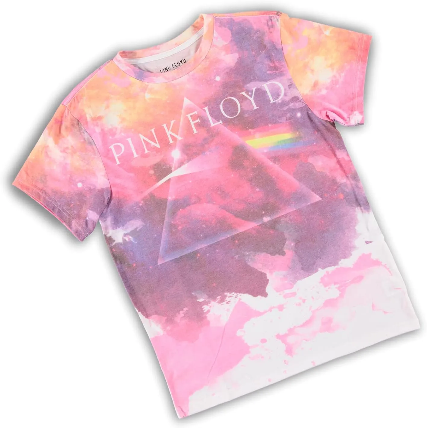 Pink Floyd Mens Rock Shirt Dark Side of The Moon - Classic Vintage Tour Tee (Natural