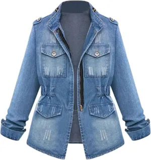 Plus Size Casual Denim Jackets Fashion Fall Winter Coats for Women Ladies Oversize Jeans Chain Jacket Pocket Coat