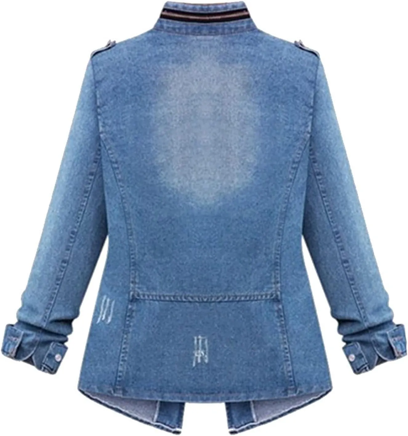 Plus Size Casual Denim Jackets Fashion Fall Winter Coats for Women Ladies Oversize Jeans Chain Jacket Pocket Coat