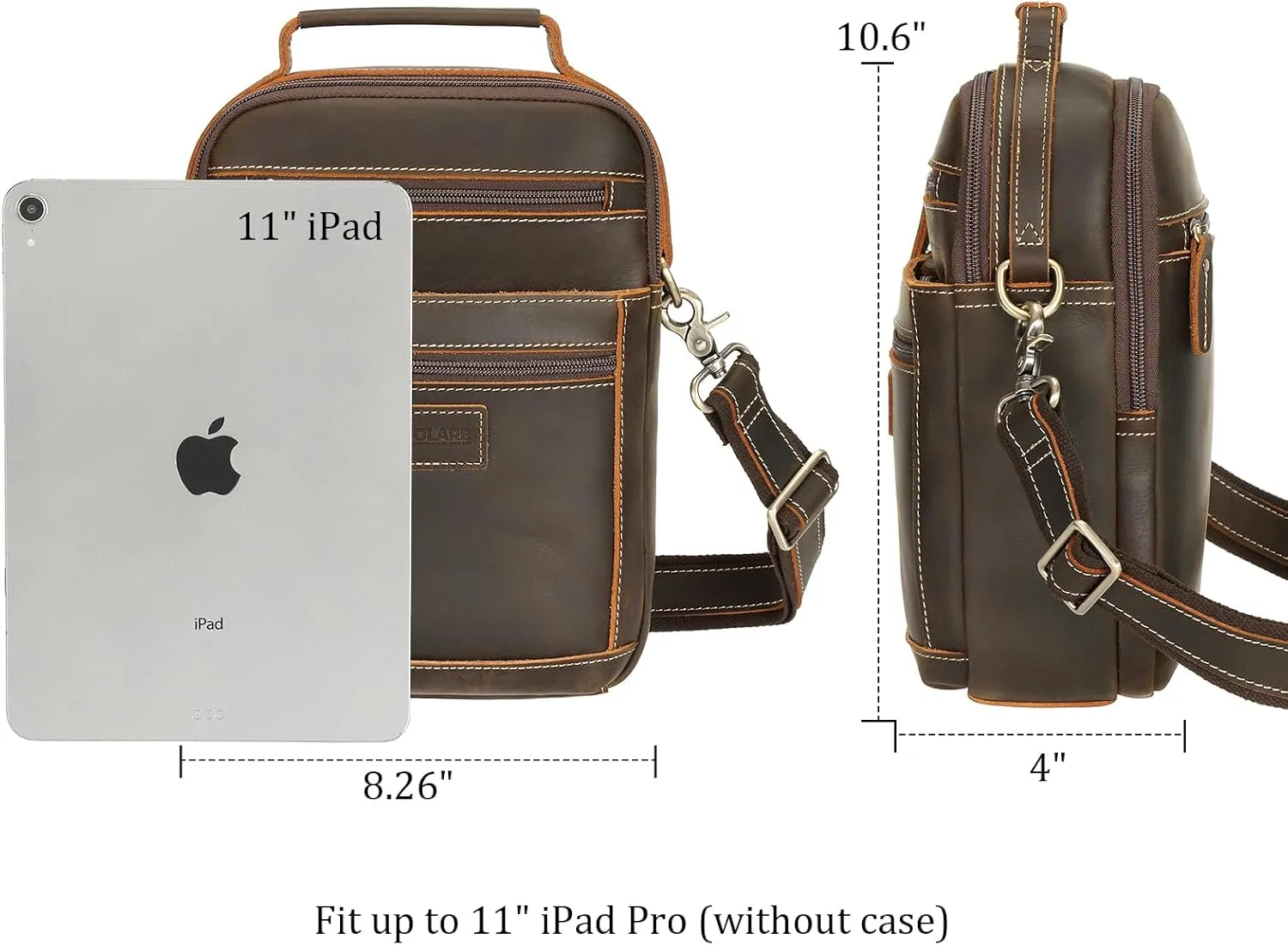 Polare Italian Full Grain Leather Messenger Bag Vintage Chest Shoulder Crossbody Bag Casual Sling Business Handbag for Men