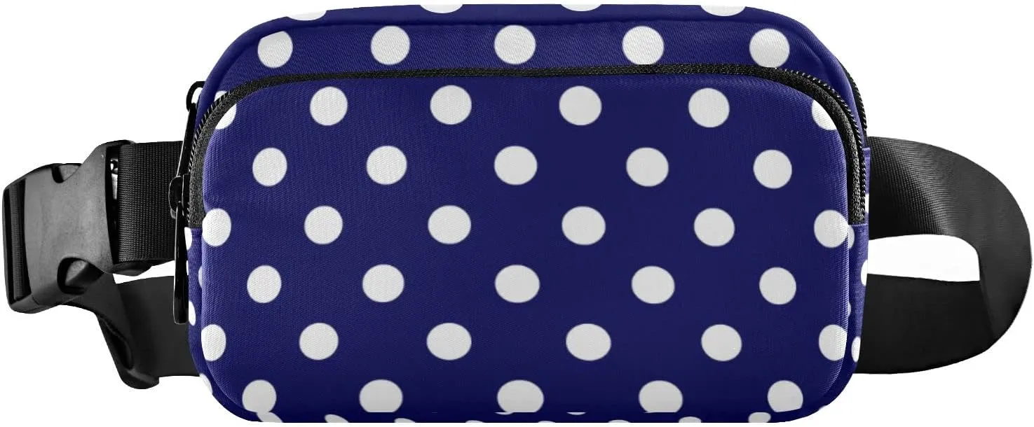 Polka Dot Blue Fanny Pack for Women Men Belt Bag Crossbody Waist Pouch Waterproof Everywhere Purse Fashion Sling Bag for Running Hiking Workout Travel