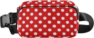 Polka Dot Red Fanny Pack for Women Men Belt Bag Crossbody Waist Pouch Waterproof Everywhere Purse Fashion Sling Bag for Running Hiking Workout Walking Travel