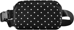 Polka Dots Wide Fanny Pack for Women Men Belt Bag Crossbody Waist Pouch Waterproof Everywhere Purse Fashion Sling Bag for Running Hiking Workout Walking Travel