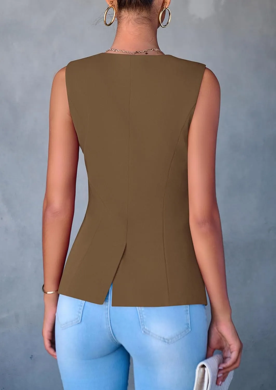 PRETTYGARDEN Women's Suit Vest Tops 2025 Summer Dressy Casual Business Button Sleeveless Trendy Fashion Blazer Waistcoat