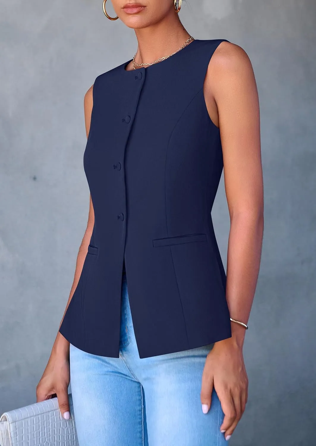 PRETTYGARDEN Women's Suit Vest Tops 2025 Summer Dressy Casual Business Button Sleeveless Trendy Fashion Blazer Waistcoat