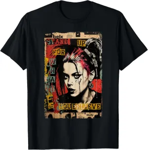 Punk Girl Graffiti Grunge 90s Colorful Distressed Vintage T-Shirt