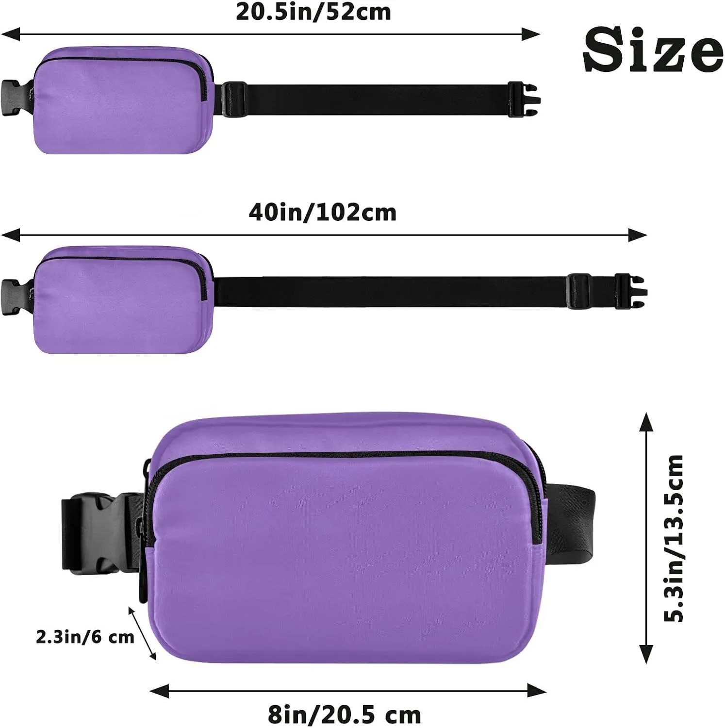 Purple Fanny Pack for Women Men Belt Bag Crossbody Waist Pouch Waterproof Everywhere Purse Fashion Sling Bag for Running Hiking Walking Travel