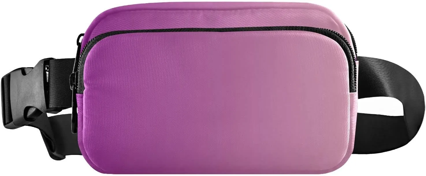 Purple Gradient Fanny Pack for Women Men Belt Bag Crossbody Waist Pouch Waterproof Everywhere Purse Fashion Sling Bag for Running Hiking Walking Travel