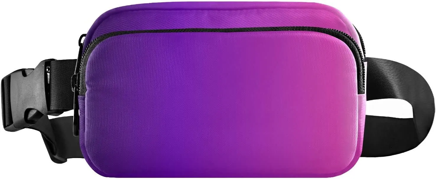 Purple Gradient Fanny Pack for Women Men Belt Bag Crossbody Waist Pouch Waterproof Everywhere Purse Fashion Sling Bag for Running Hiking Walking Travel