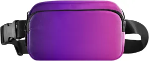 Purple Gradient Fanny Pack for Women Men Belt Bag Crossbody Waist Pouch Waterproof Everywhere Purse Fashion Sling Bag for Running Hiking Walking Travel