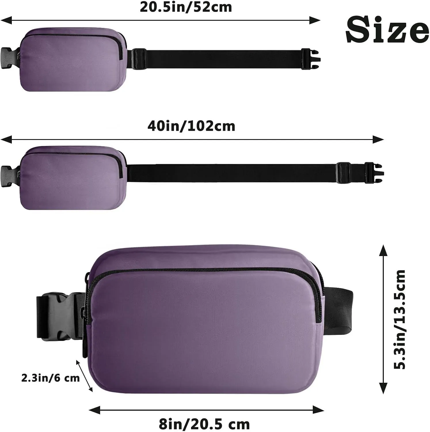 Purple Gradient Fanny Pack for Women Men Belt Bag Crossbody Waist Pouch Waterproof Everywhere Purse Fashion Sling Bag for Running Hiking Workout Walking