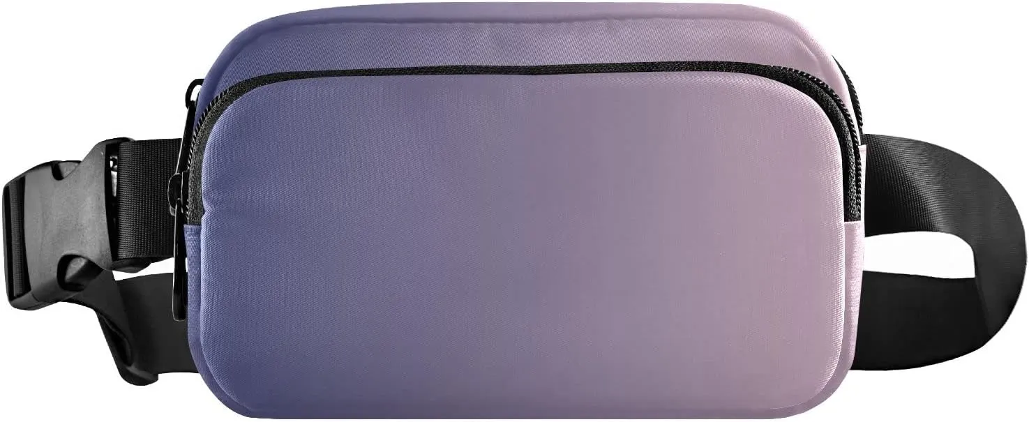 Purple Pink Gradient Fanny Pack for Women Men Belt Bag Crossbody Waist Pouch Waterproof Everywhere Purse Fashion Sling Bag for Running Hiking Workout Walking
