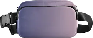 Purple Pink Gradient Fanny Pack for Women Men Belt Bag Crossbody Waist Pouch Waterproof Everywhere Purse Fashion Sling Bag for Running Hiking Workout Walking
