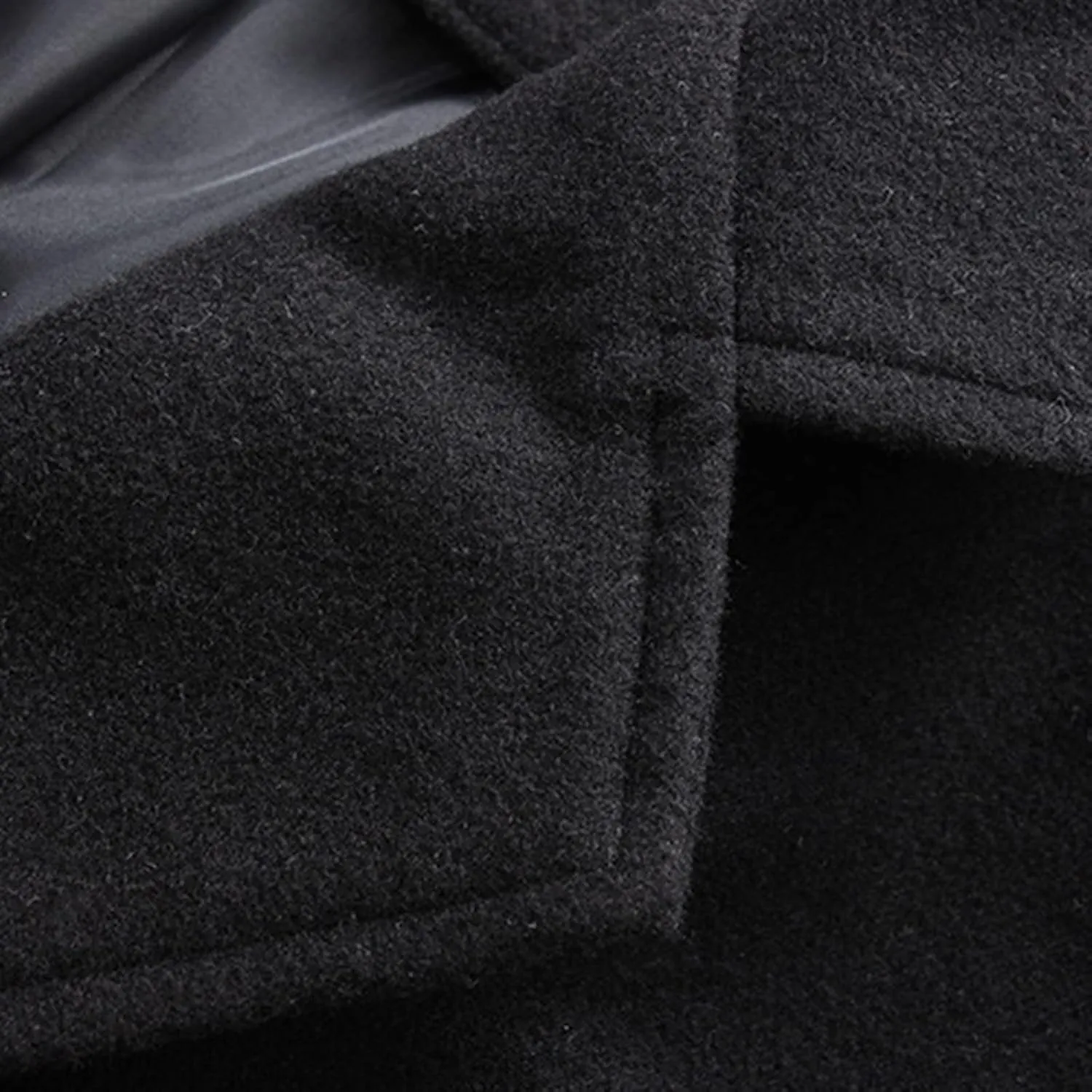 QWENTMTNTY Wool Pea Coats for Men Winter Slim Fit Casual Single Breasted Trench Coat Mid-Length Thermal Business Peacoat