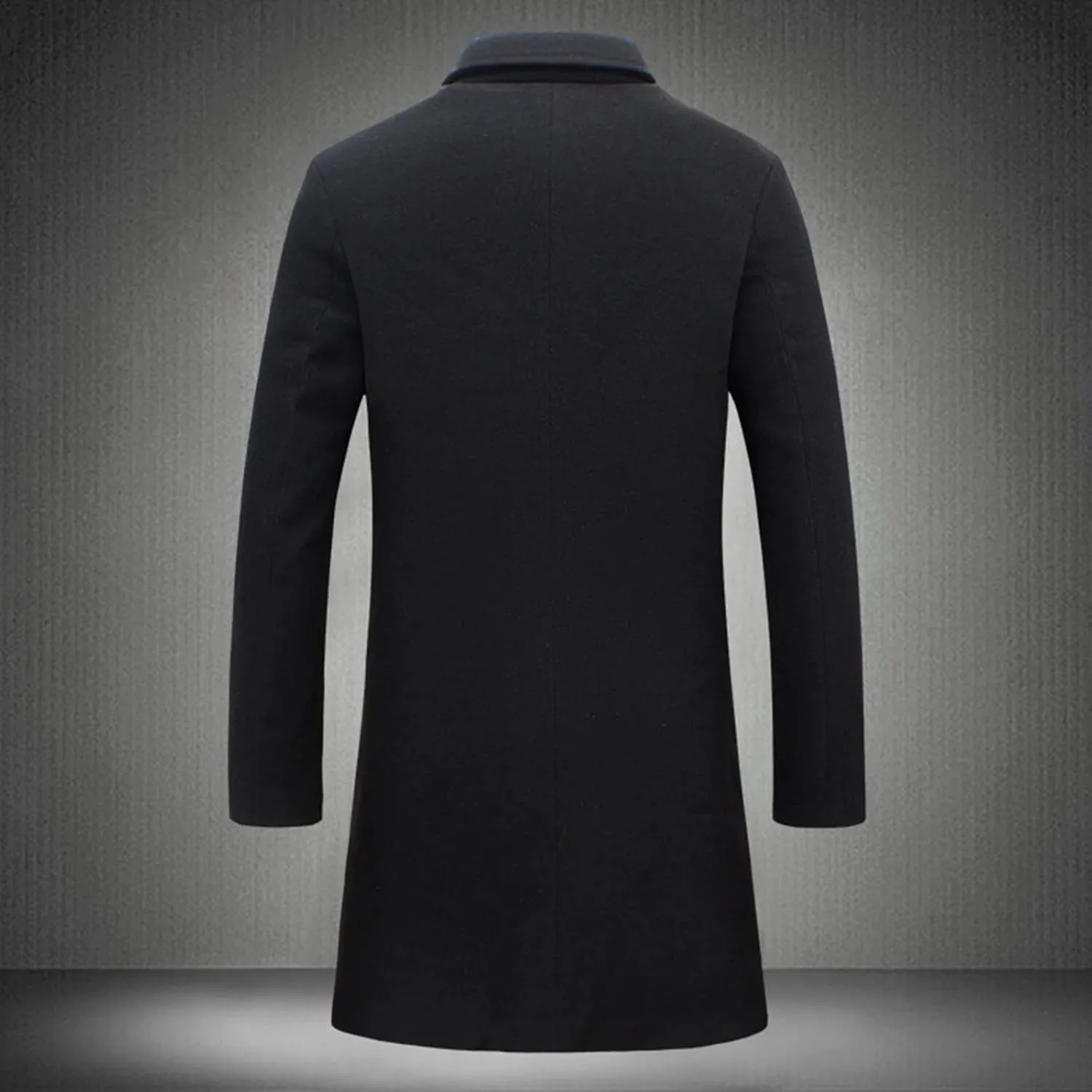 QWENTMTNTY Wool Pea Coats for Men Winter Slim Fit Casual Single Breasted Trench Coat Mid-Length Thermal Business Peacoat
