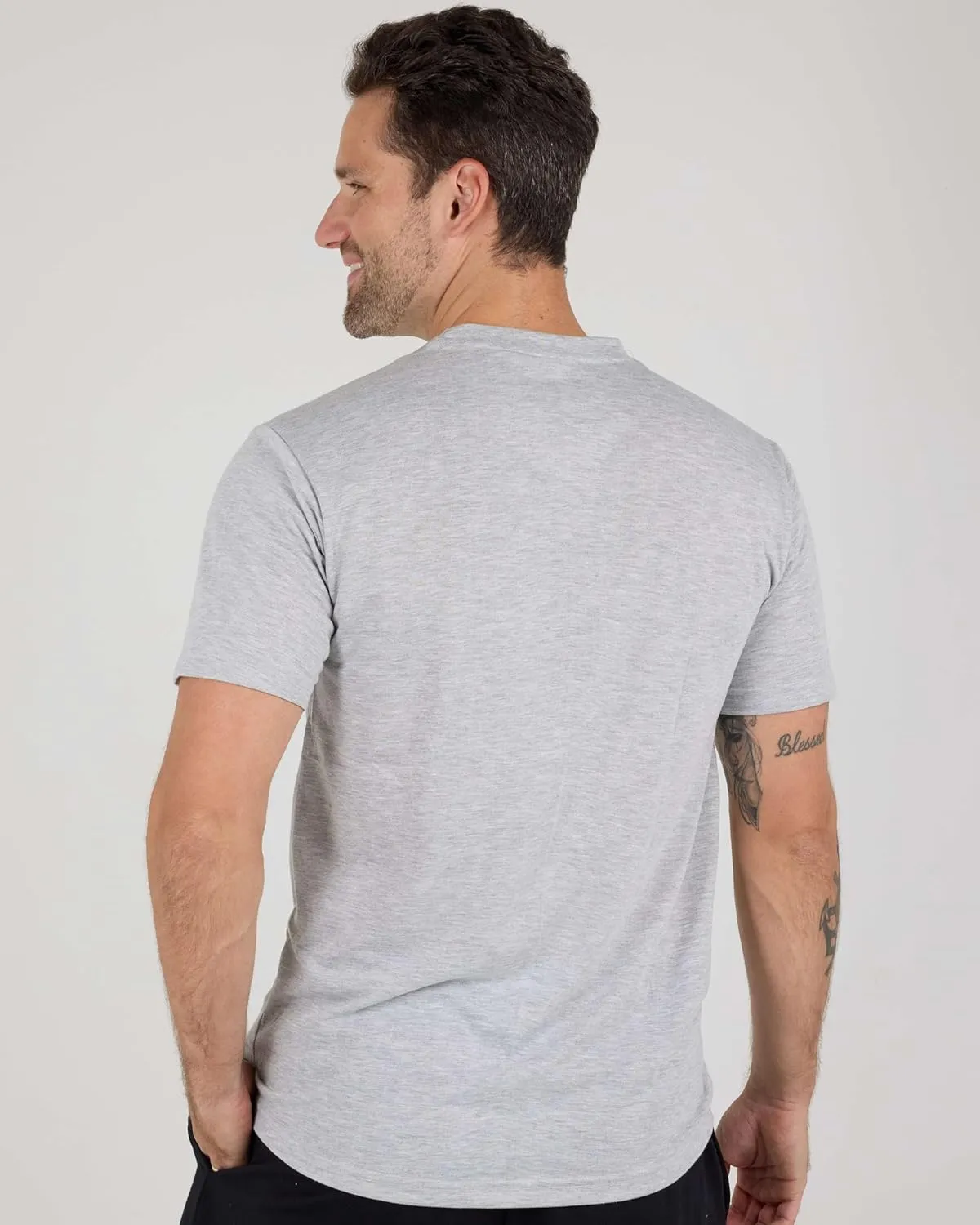 Real Essentials 4 Pack: Men's Cotton Performance Short Sleeve Crew Neck Pocket T-Shirt Athletic Top (Available in Big & Tall)