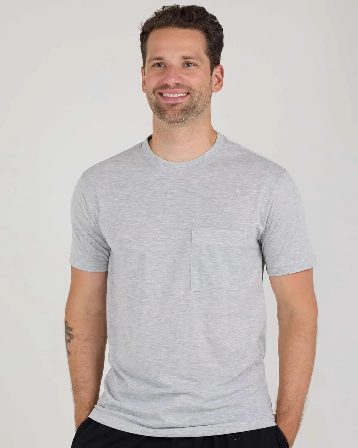 Real Essentials 4 Pack: Men's Cotton Performance Short Sleeve Crew Neck Pocket T-Shirt Athletic Top (Available in Big & Tall)