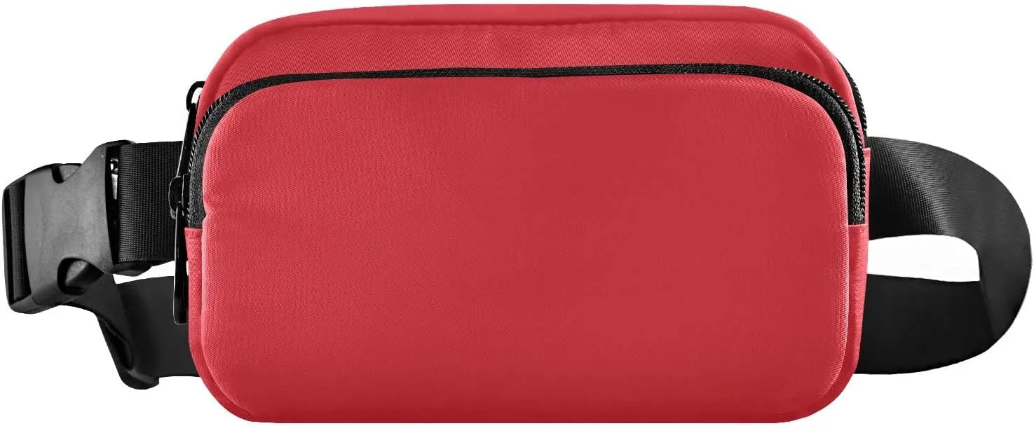 Red Fanny Pack for Women Men Belt Bag Crossbody Waist Pouch Waterproof Everywhere Purse Fashion Sling Bag for Running Hiking Workout Walking Travel
