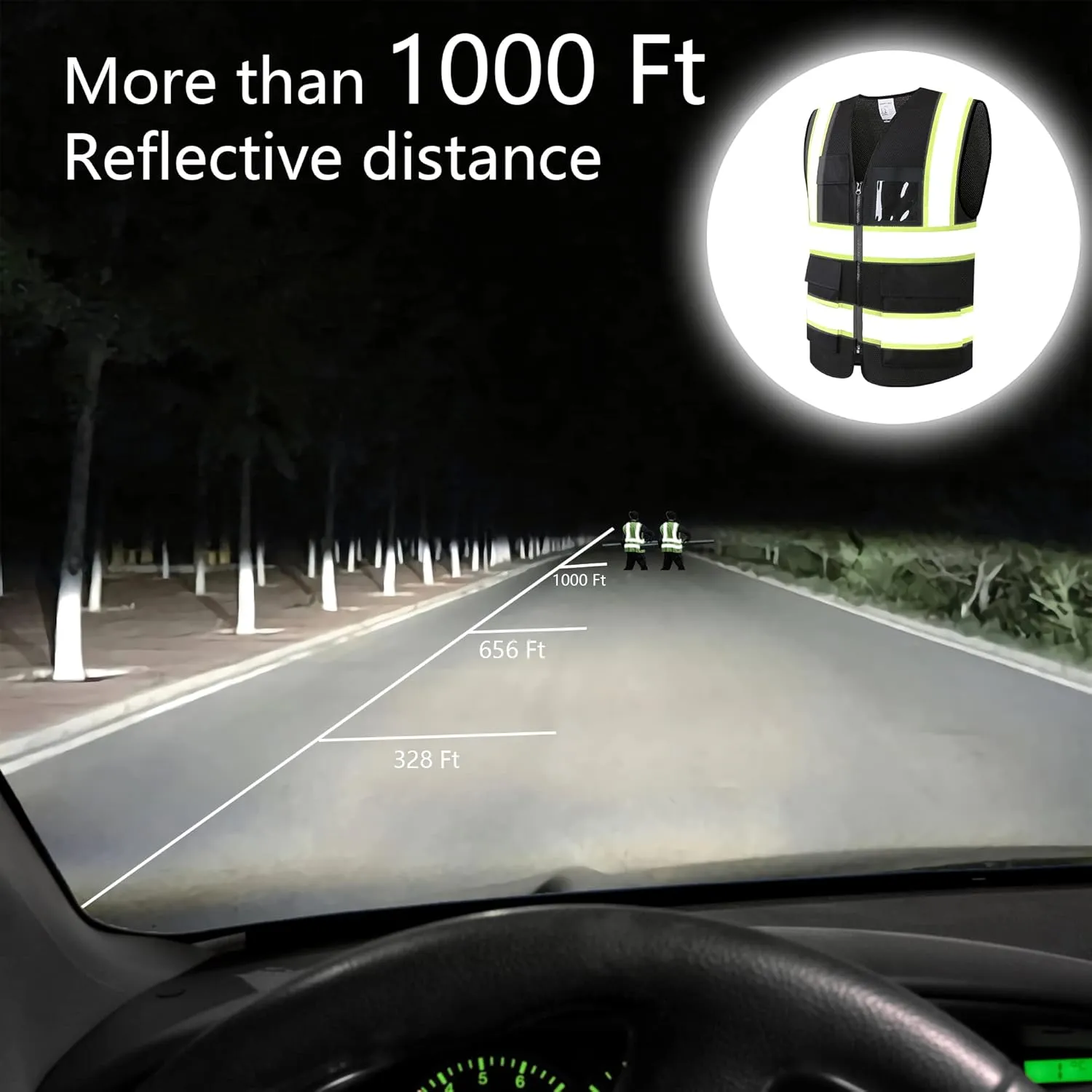 Reflective High Visibility Safety Vest for Men Women with Pockets Zipper Front Meets ANSI/ISEA Standards