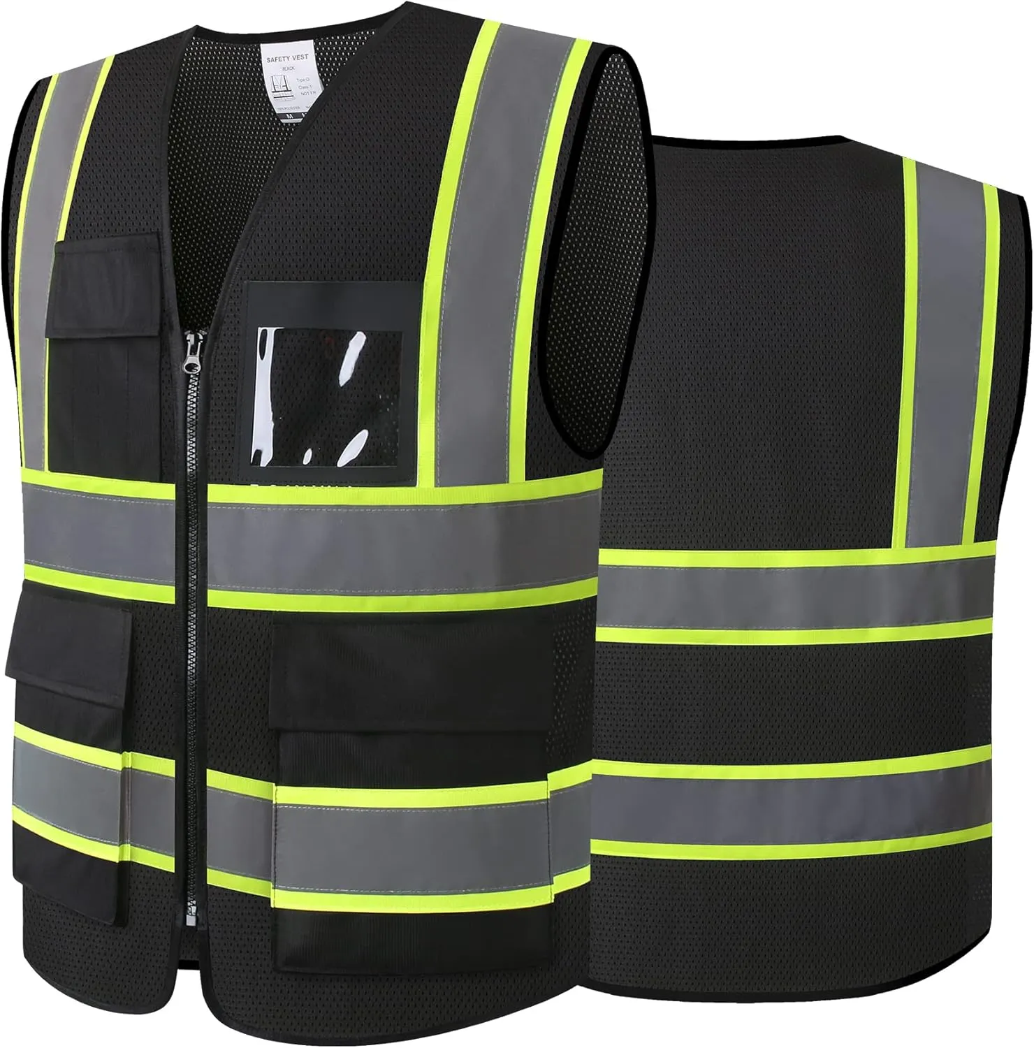 Reflective High Visibility Safety Vest for Men Women with Pockets Zipper Front Meets ANSI/ISEA Standards