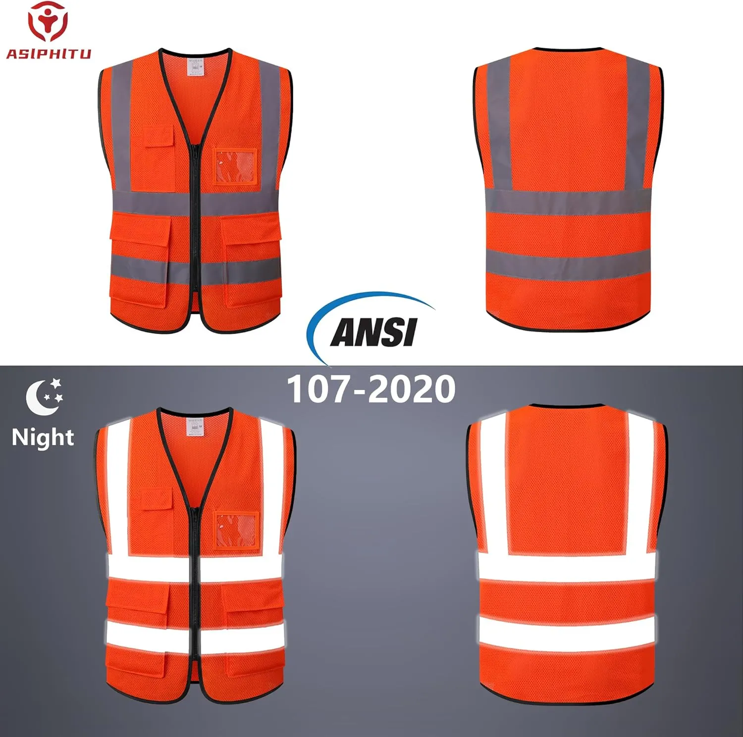 Reflective Safety Vest for Men Women Construction Vest Meet ANSI/ISEA Standard